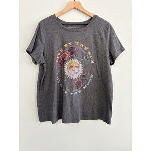 Lucky Brand T Shirt Gray Live By The Sun Love By The Moon Graphic Size 1X